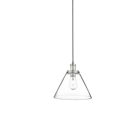 Searchlight Pyramid Satin Silver Pendant Light With Clear Glass Shade