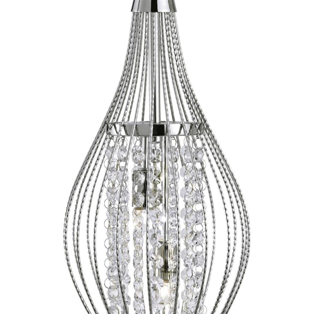 Rocket 2Lt Pendant - Chrome Metal & Crystal - Comet Lighting