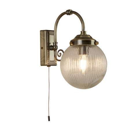 Searchlight 1 Light Bathroom Wall Light Globe Shade Brass