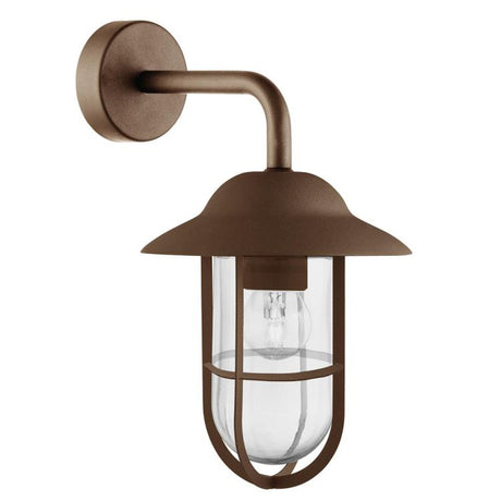 Searchlight Toronto Outdoor Wall Light - Rust Brown Metal & Clear Glass