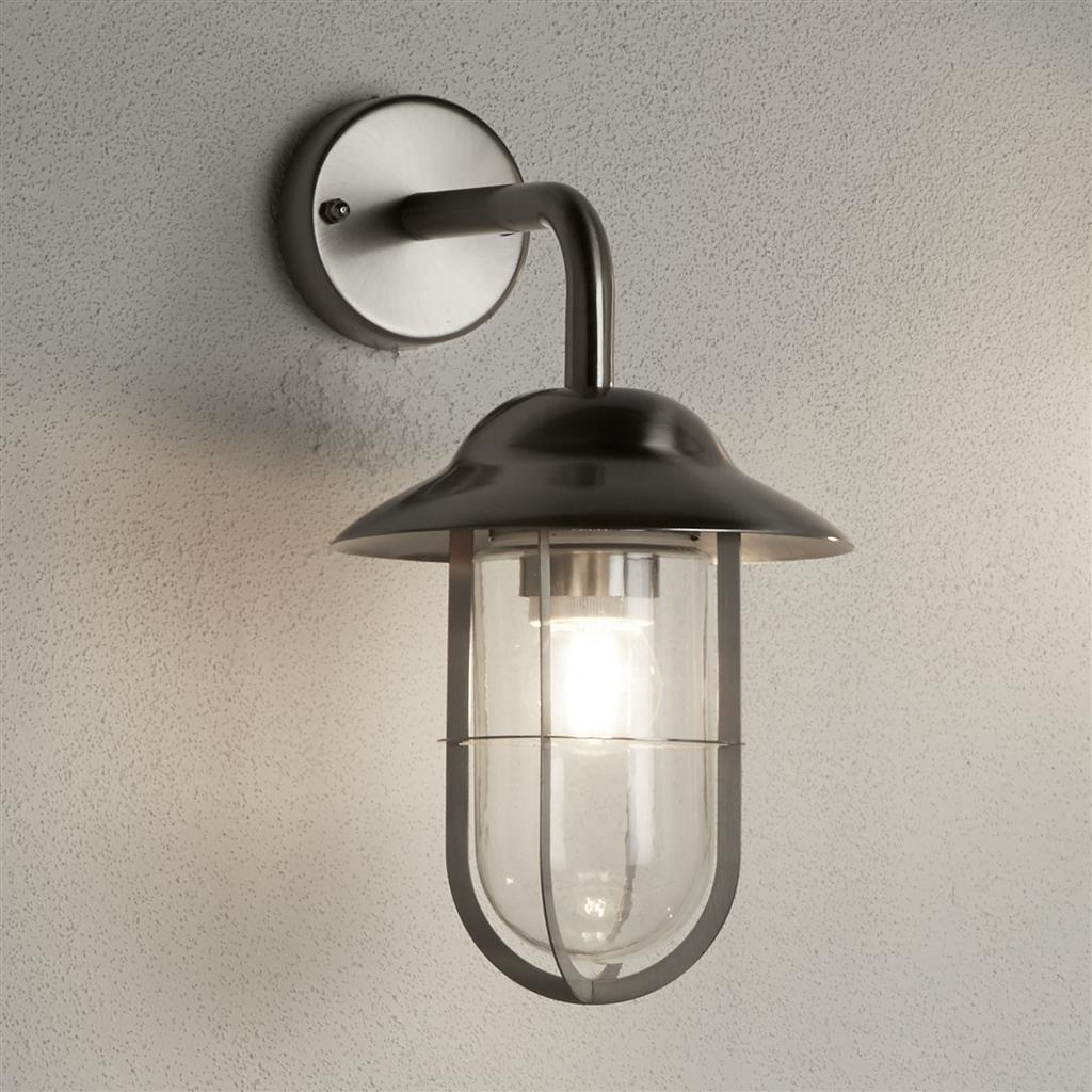 Toronto Outdoor Wall Light- Satin Silver Metal & Clear Glass - Comet Lighting