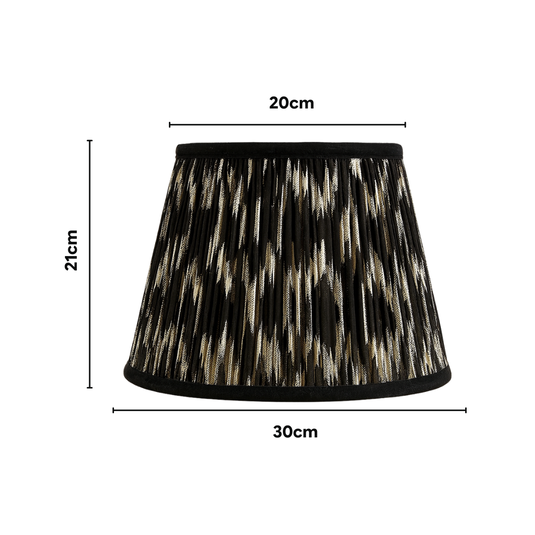 AARTIN 30 CM Black and White Ikat Cotton Lampshade - Straight Empire ( Shade Only )