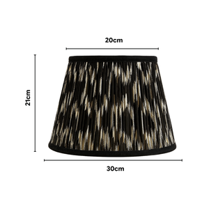 AARTIN 30 CM Black and White Ikat Cotton Lampshade - Straight Empire ( Shade Only )