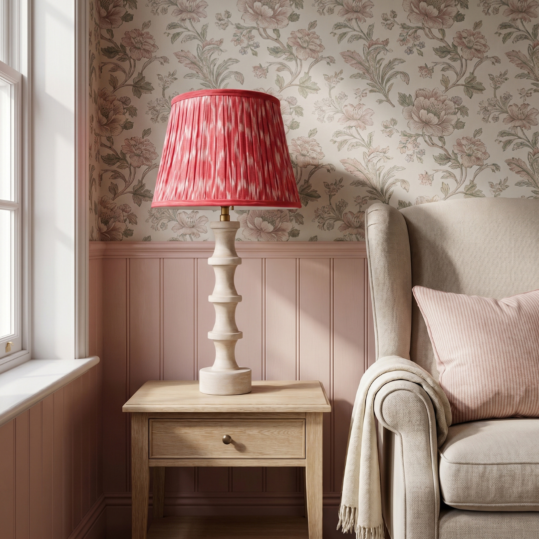 Coral Pink Ikat Lampshade