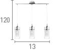Searchlight Duo 1 Chrome 3 Light Bar Pendant Glass Cylinder Shades