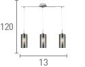 Searchlight Duo 2 Chrome 3 Light Bar Pendant Glass Cylinder Shades