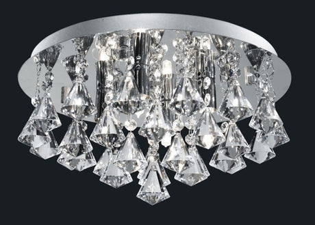 Searchlight Hanna Chrome 4 Light Semi-Flush Diamond Shape Crystals