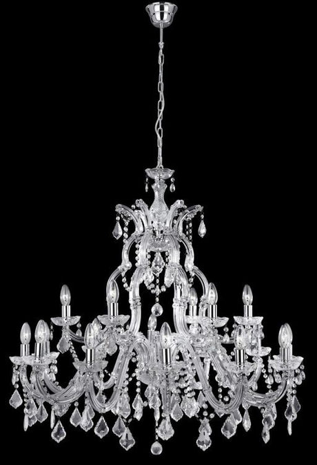 Searchlight Marie Therese Chrome 18 Light Chandelier Crystal Drops