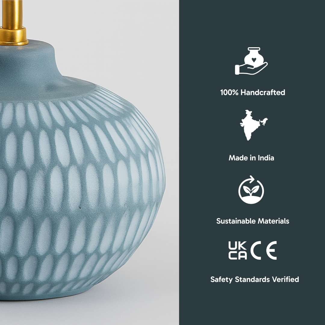 AARTIN YORK TABLE LAMP IN BLUE UNGLAZED CERAMIC (BASE ONLY)