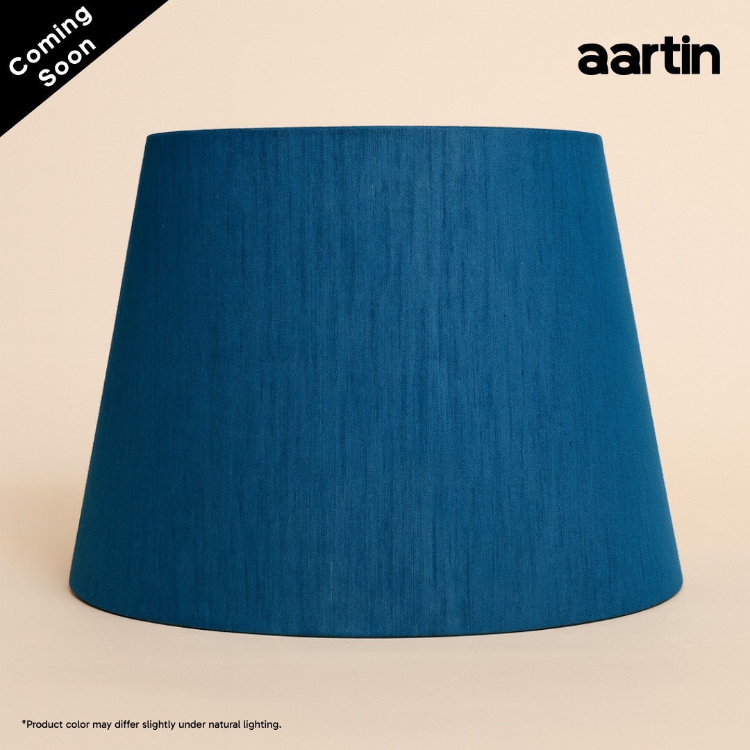 AARTIN STRAIGHT EMPIRE ROLLED LAMPSHADE IN BLUE SILK