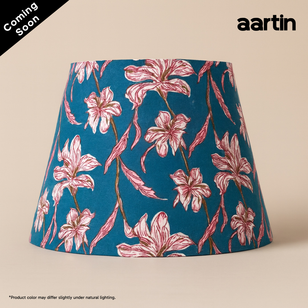 AARTIN 30 CM DUSKY PETALS STRAIGHT EMPIRE ROLLED LAMPSHADE IN COTTON
