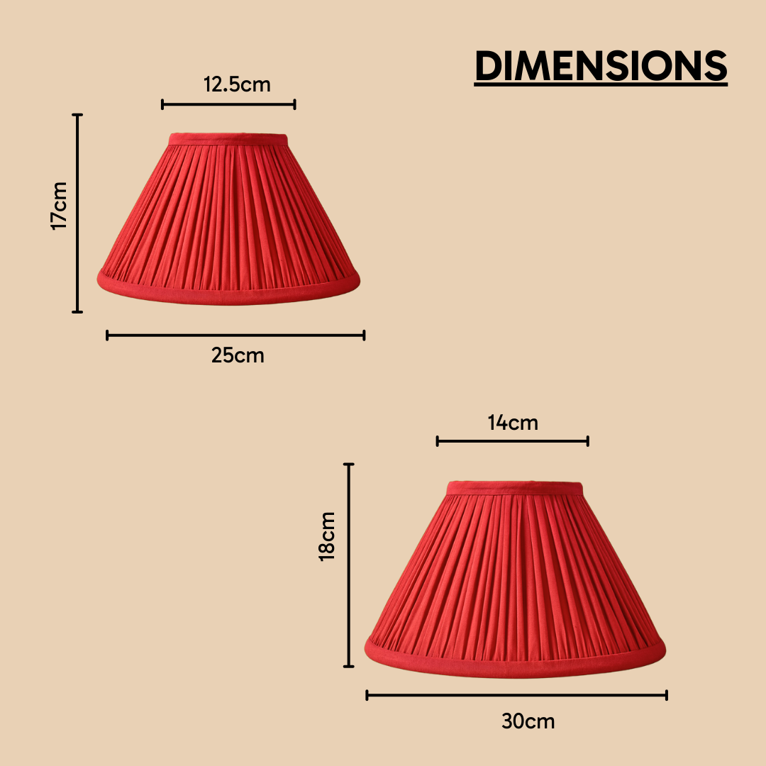 AARTIN EMPIRE GATHERED LAMPSHADE IN RED SILK