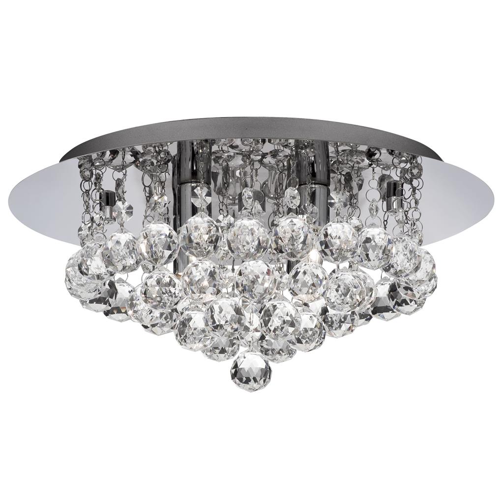 Searchlight Hanna Chrome 4 Light Semi Flush Crystal Balls - Comet Lighting