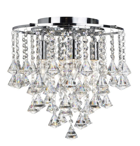 Searchlight Dorchester Chrome 4 Light Chandelier Crystal Buttons
