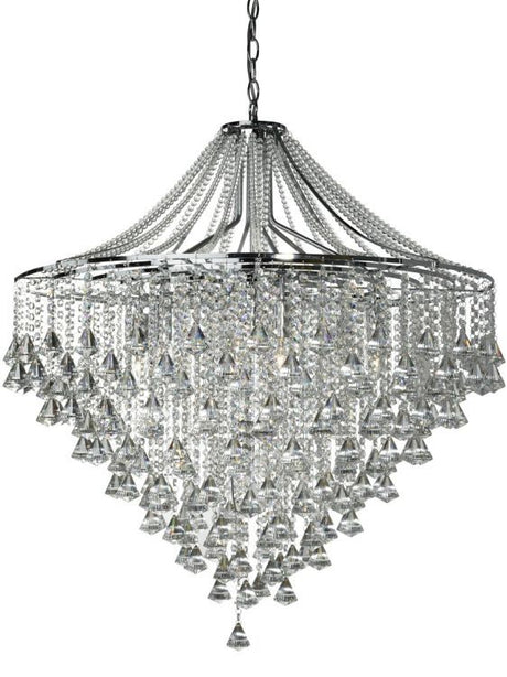 Searchlight Dorchester Chrome 7 Light Chandelier Crystal Buttons