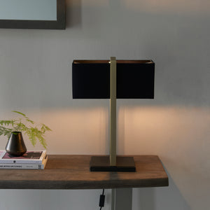 Garonne Table Lamp Antique Brass w/ Black Shade - Comet Lighting