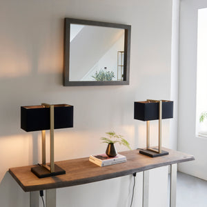 Garonne Table Lamp Antique Brass w/ Black Shade - Comet Lighting