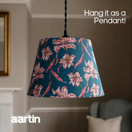 AARTIN 30 CM DUSKY PETALS STRAIGHT EMPIRE ROLLED LAMPSHADE IN COTTON