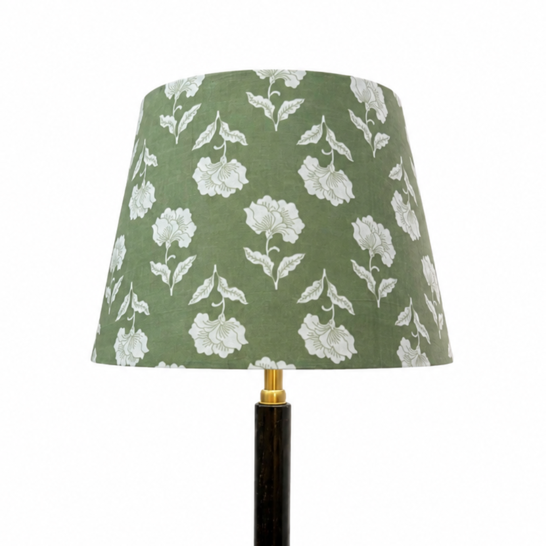 AARTIN 35 CM Sage Blossom Cotton Lampshade - Straight Empire ( Shade Only )