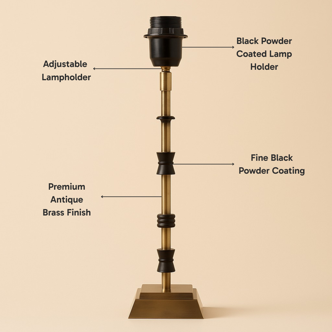 AARTIN LILY TABLE LAMP IN ANTIQUE BRASS & MATTE BLACK (BASE ONLY)