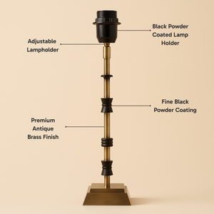 AARTIN LILY TABLE LAMP IN ANTIQUE BRASS & MATTE BLACK (BASE ONLY)