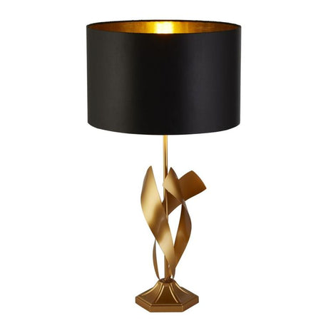 Searchlight Breeze Table Lamp - Painted Gold with Black Shade, Gold