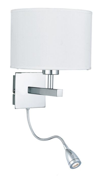 Searchlight Chrome Wall Light White Shade Incorporating