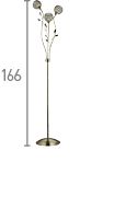 Searchlight Bellis II Brass 3 Light Floor Lamp Glass Shades
