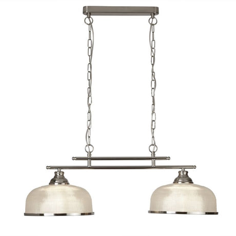 Searchlight Bistro II 2 Light Ceiling Bar Silver Glass