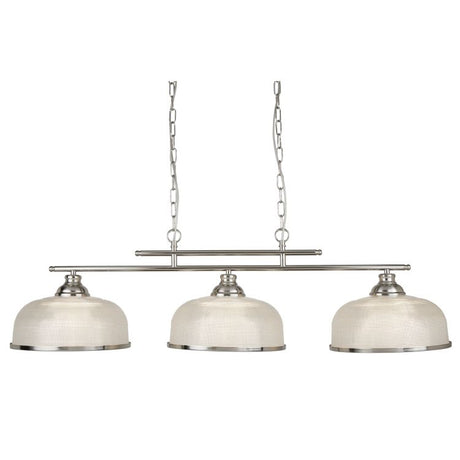 Searchlight Bistro II 3 Light Ceiling Bar Silver Glass