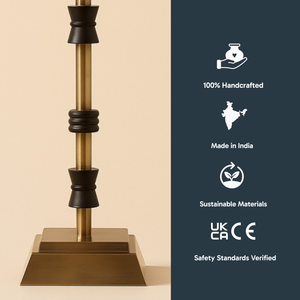 AARTIN LILY TABLE LAMP IN ANTIQUE BRASS & MATTE BLACK (BASE ONLY)