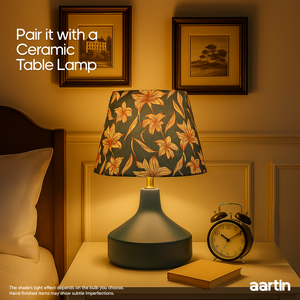 AARTIN 30 CM DUSKY PETALS STRAIGHT EMPIRE ROLLED LAMPSHADE IN COTTON