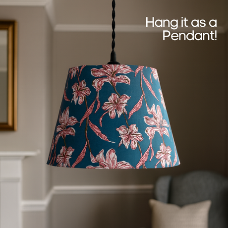 AARTIN 30 CM DUSKY PETALS STRAIGHT EMPIRE ROLLED LAMPSHADE IN COTTON