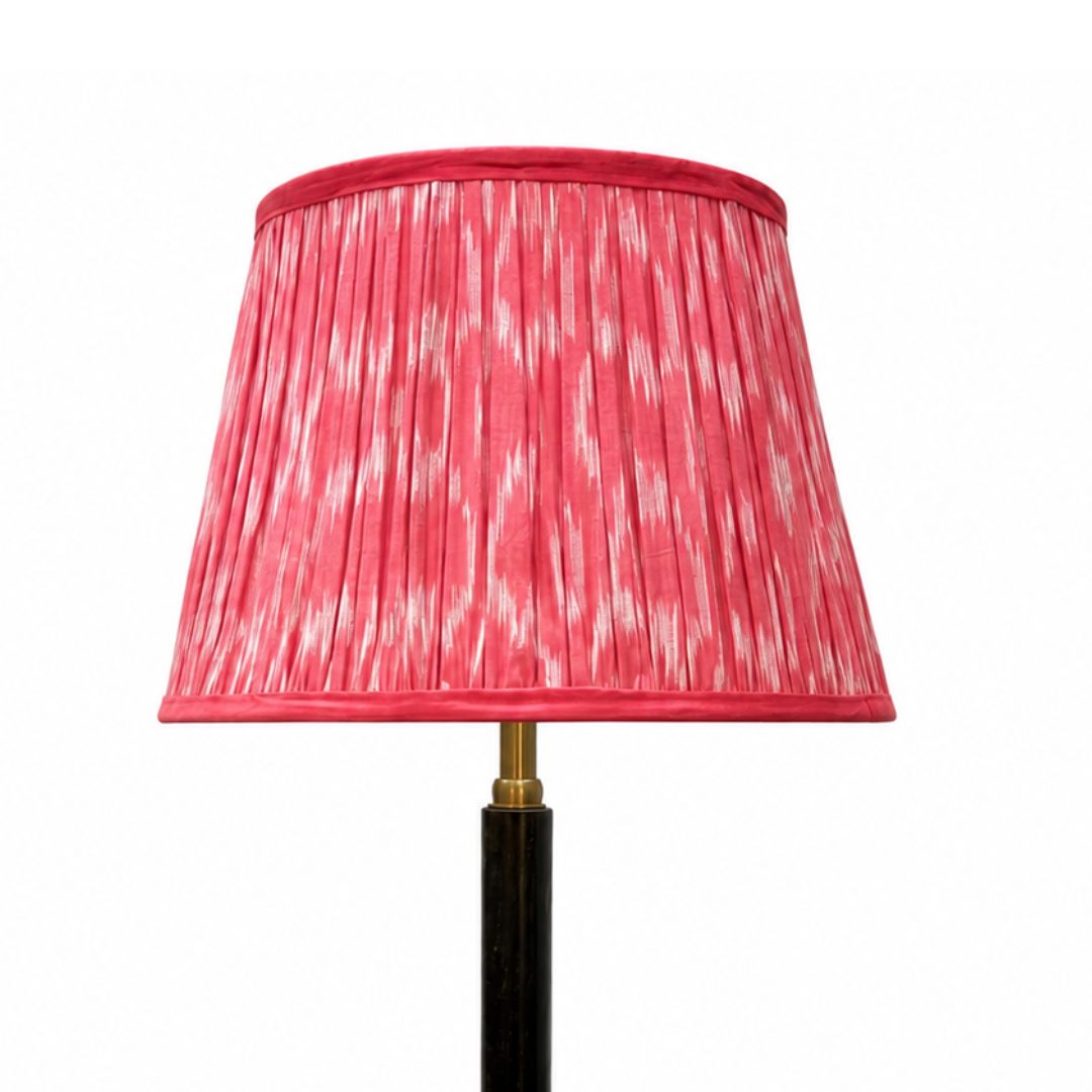 AARTIN 35 CM Coral Pink Ikat Cotton Lampshade - Straight Empire ( Shade Only )