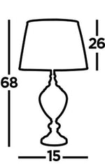 Greyson Table Lamp - Chrome, Amber Glass & Brown Shade - Comet Lighting