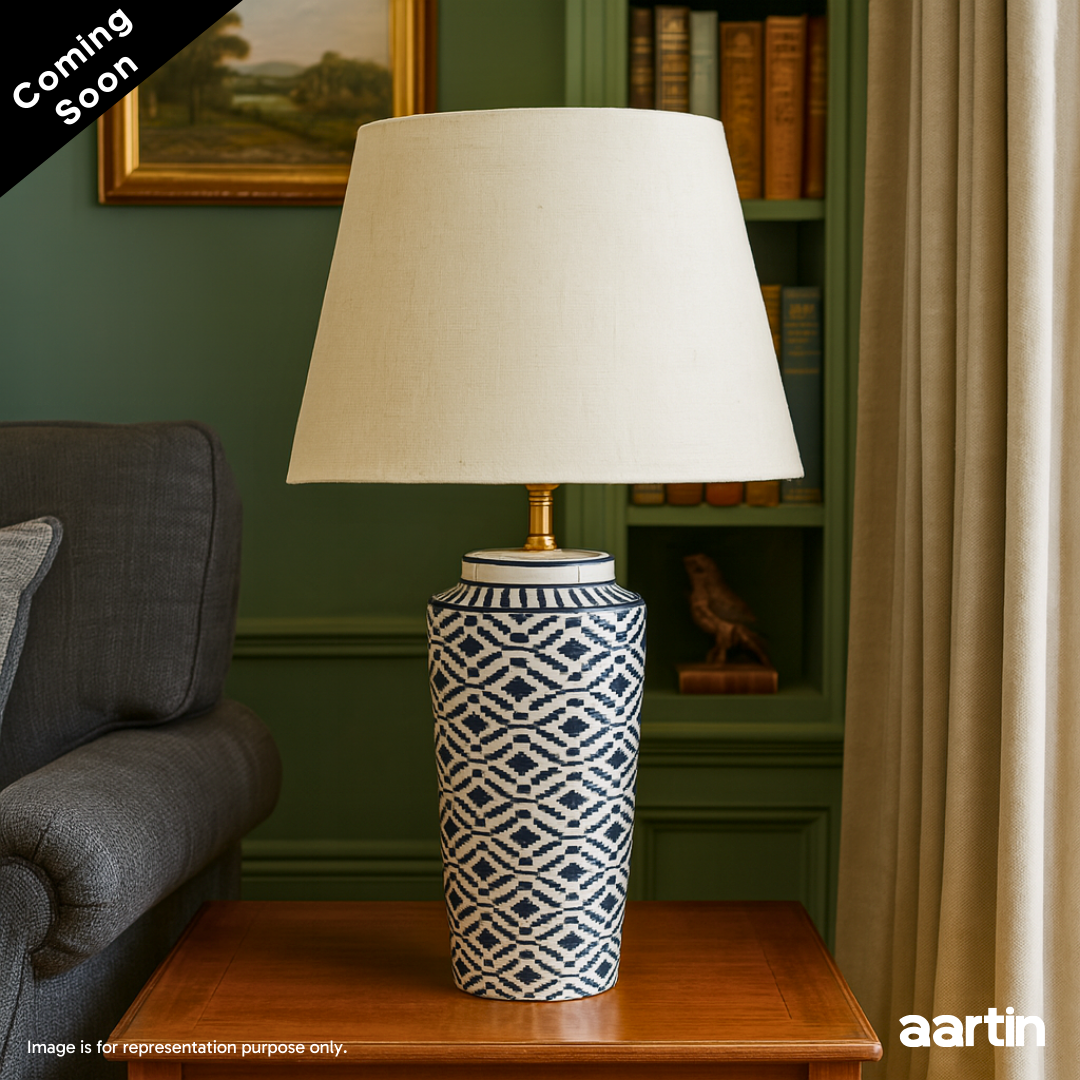 AARTIN WILLOW TABLE LAMP IN CERAMIC WITH IKAT PATTERN (BASE ONLY)