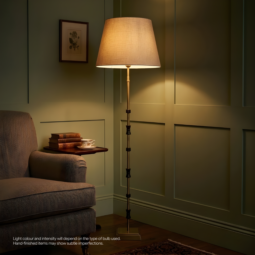AARTIN Lily Metal Floor Lamp With Natural Linen Lampshade