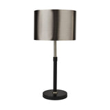 Plaford Table Lamp Black And Chrome w/ Brushed Black Chrome Shade