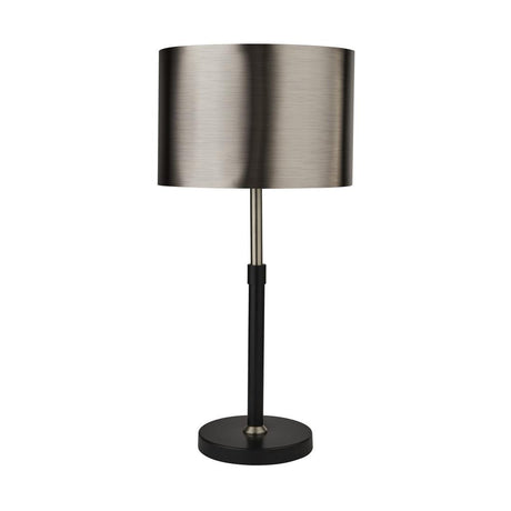 Plaford Table Lamp Black And Chrome w/ Brushed Black Chrome Shade