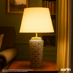 AARTIN WILLOW TABLE LAMP IN CERAMIC WITH IKAT PATTERN (BASE ONLY)