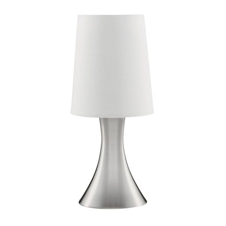 Searchlight Silver Touch Table Lamp White Shade C