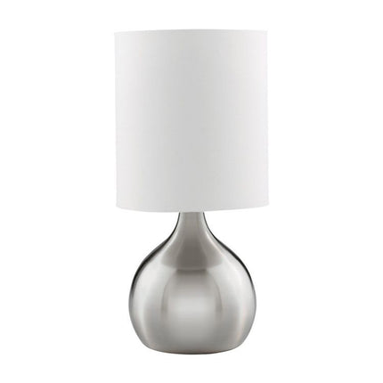 Searchlight Silver Touch Table Lamp White Shade B