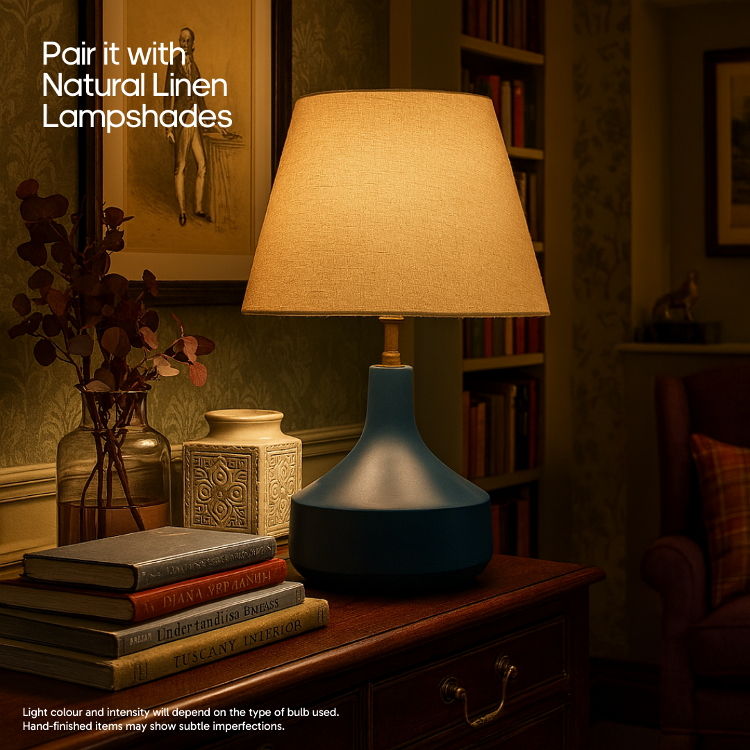 AARTIN FRANKLIN TABLE LAMP IN BLUE UNGLAZED CERAMIC (BASE ONLY)