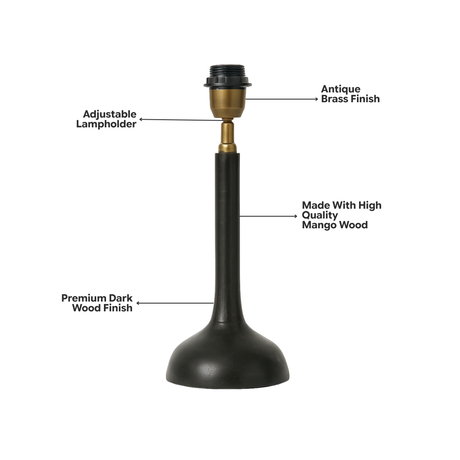 AARTIN Penny Wood Table Lamp - Dark Wood Finish ( Base Only )