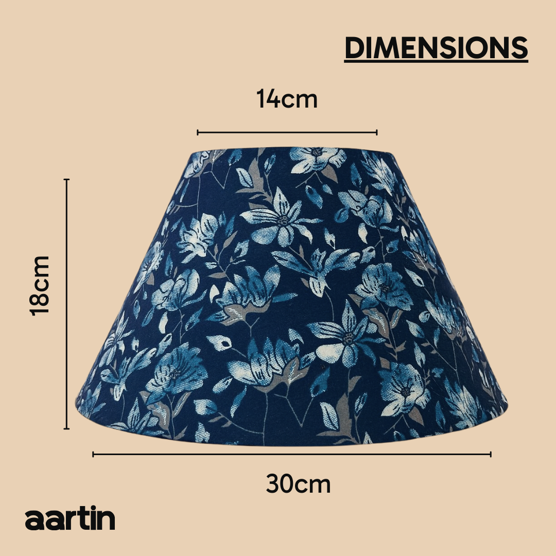 AARTIN 30 CM INDIGO BLOOMS EMPIRE ROLLED LAMPSHADE IN COTTON