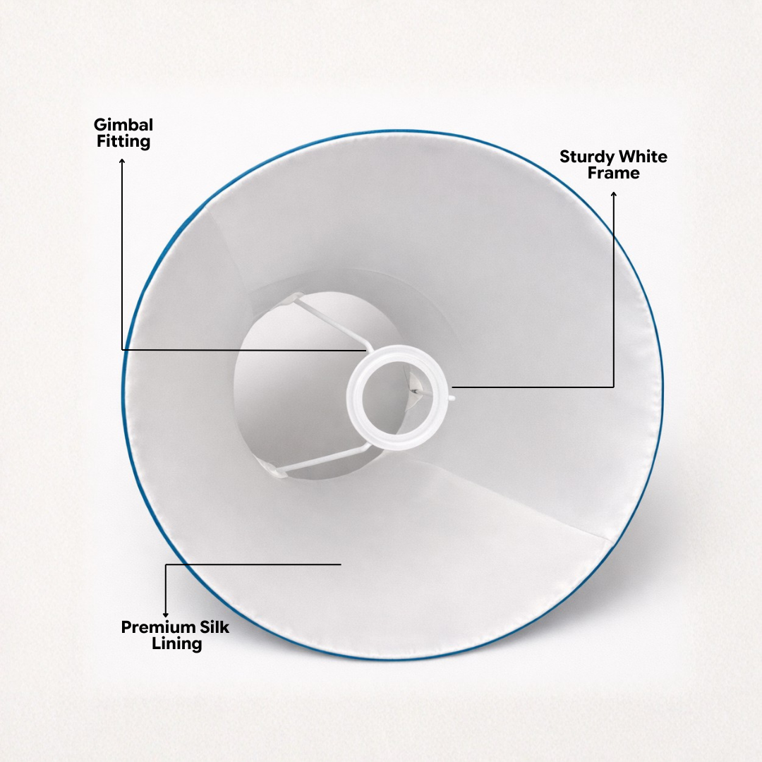 AARTIN Penny Wood Table Lamp With Blue Willow Lampshade