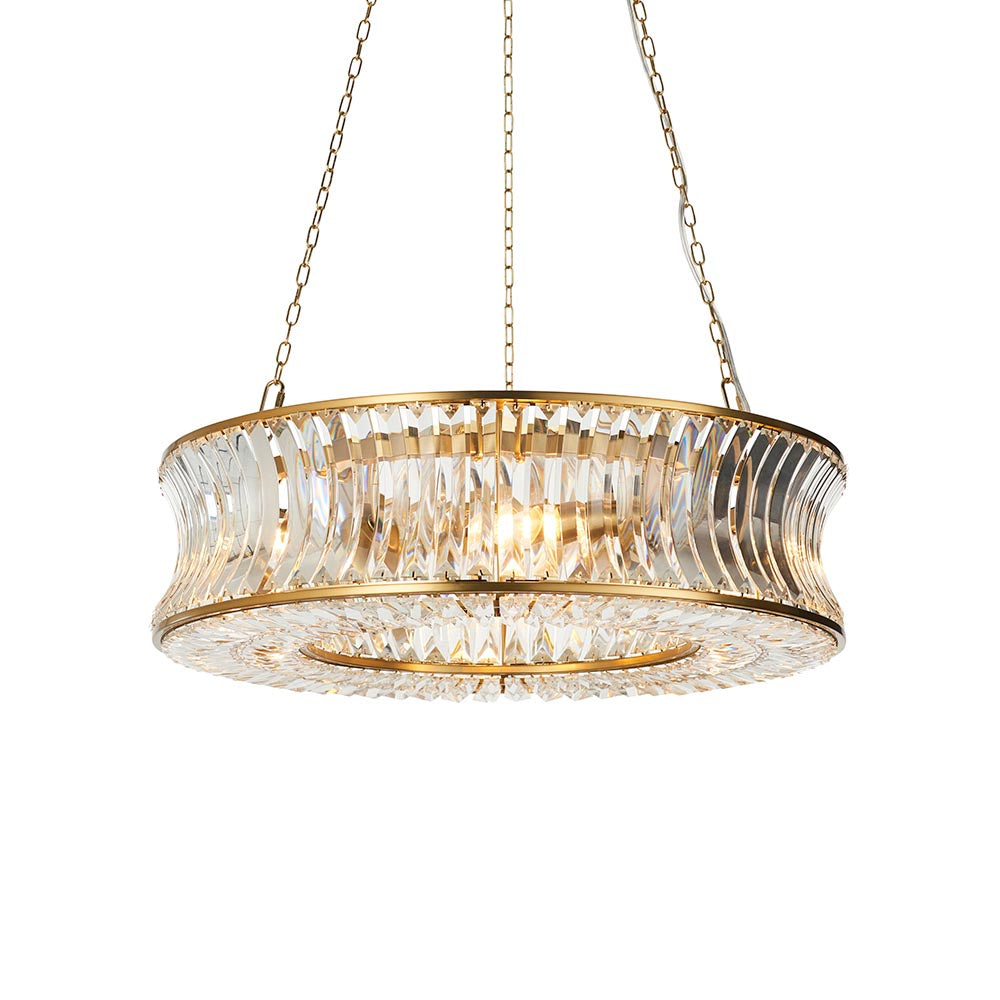 Tirso 6Lt Chandelier Brushed Warm Brass w/ Concave Clear Glass