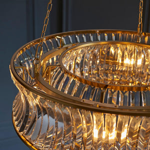 Tirso 6Lt Chandelier Brushed Warm Brass w/ Concave Clear Glass