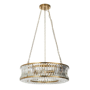 Tirso 6Lt Chandelier Brushed Warm Brass w/ Concave Clear Glass
