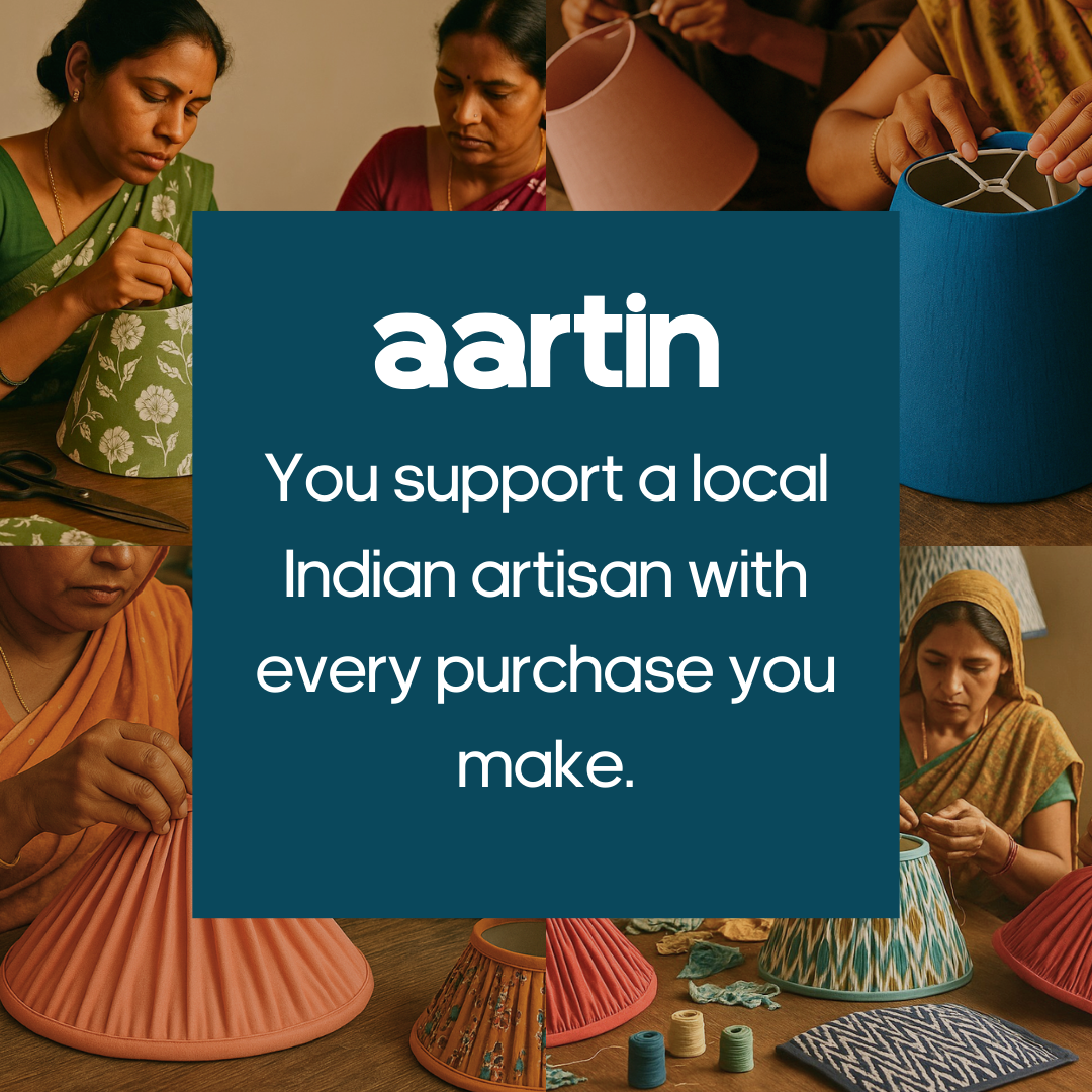 AARTIN STRAIGHT EMPIRE ROLLED LAMPSHADE IN BLUE SILK